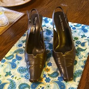 Michael Shannon brown sling back shoes
